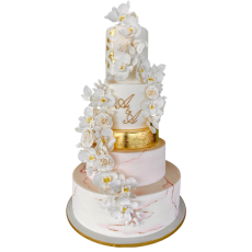 елегантна класика, сватбена торта със златни елементи - Gavrosh Gourmet